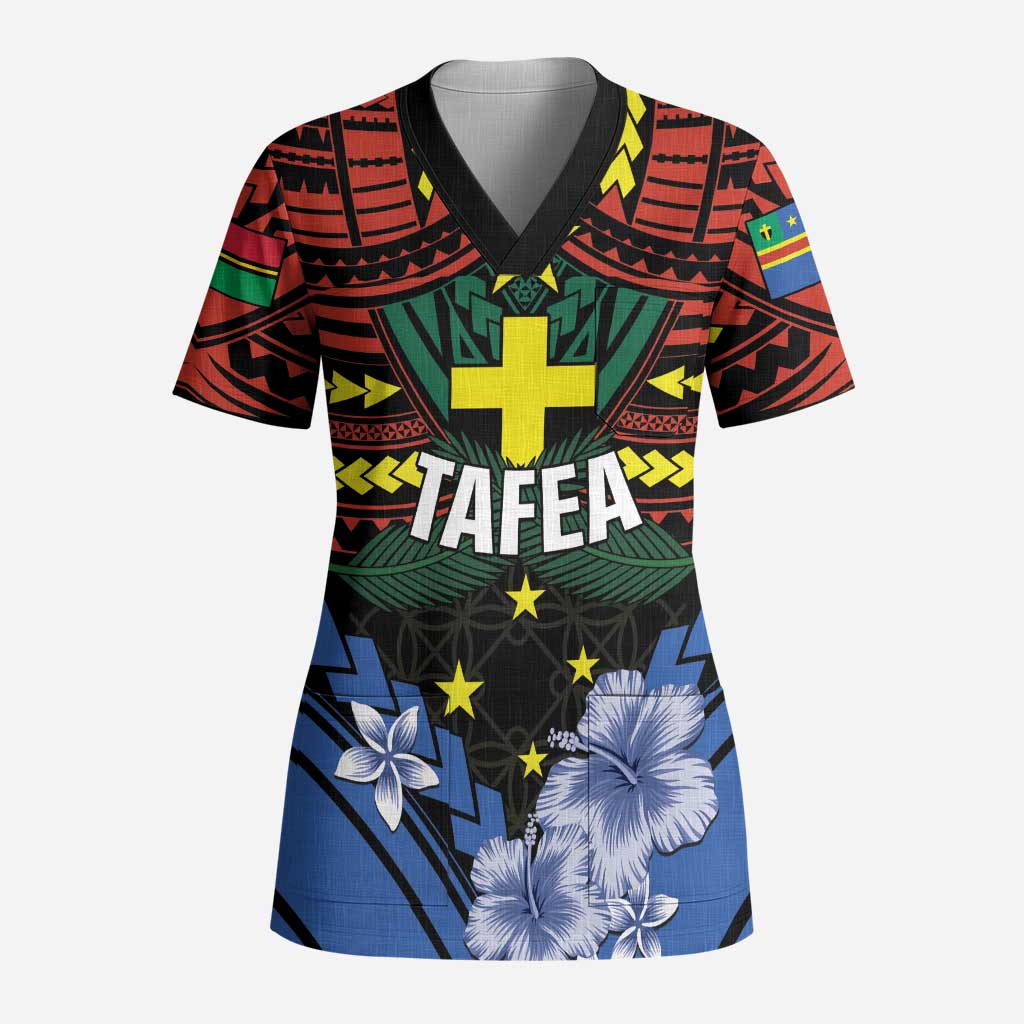 Personalised Vanuatu Tafea Province Scrub Top Unique Tropical Tribal Pattern - Polynesian Pride