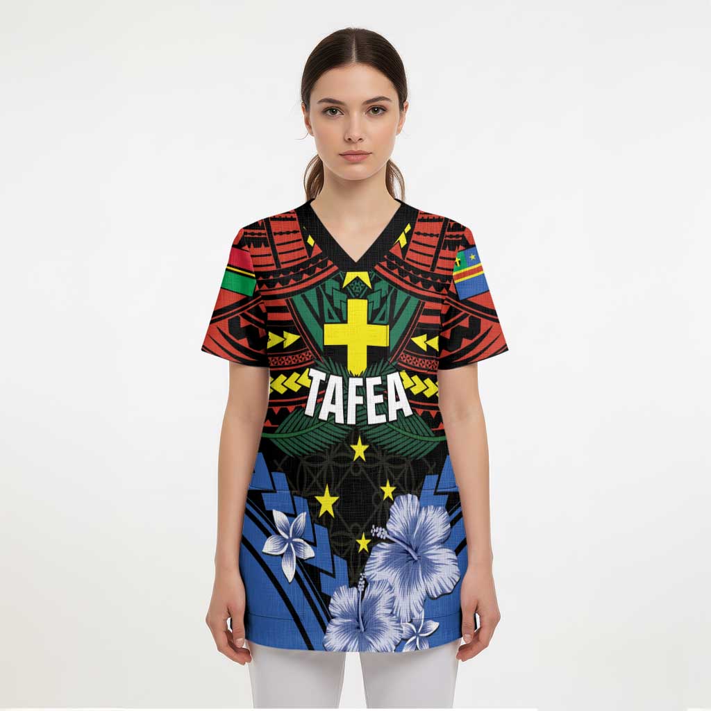 Personalised Vanuatu Tafea Province Scrub Top Unique Tropical Tribal Pattern - Polynesian Pride