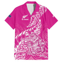 Custom New Zealand Rugby Silver Fern Hawaiian Shirt Aotearoa Kiwi Maori Pink Version - Polynesian Pride