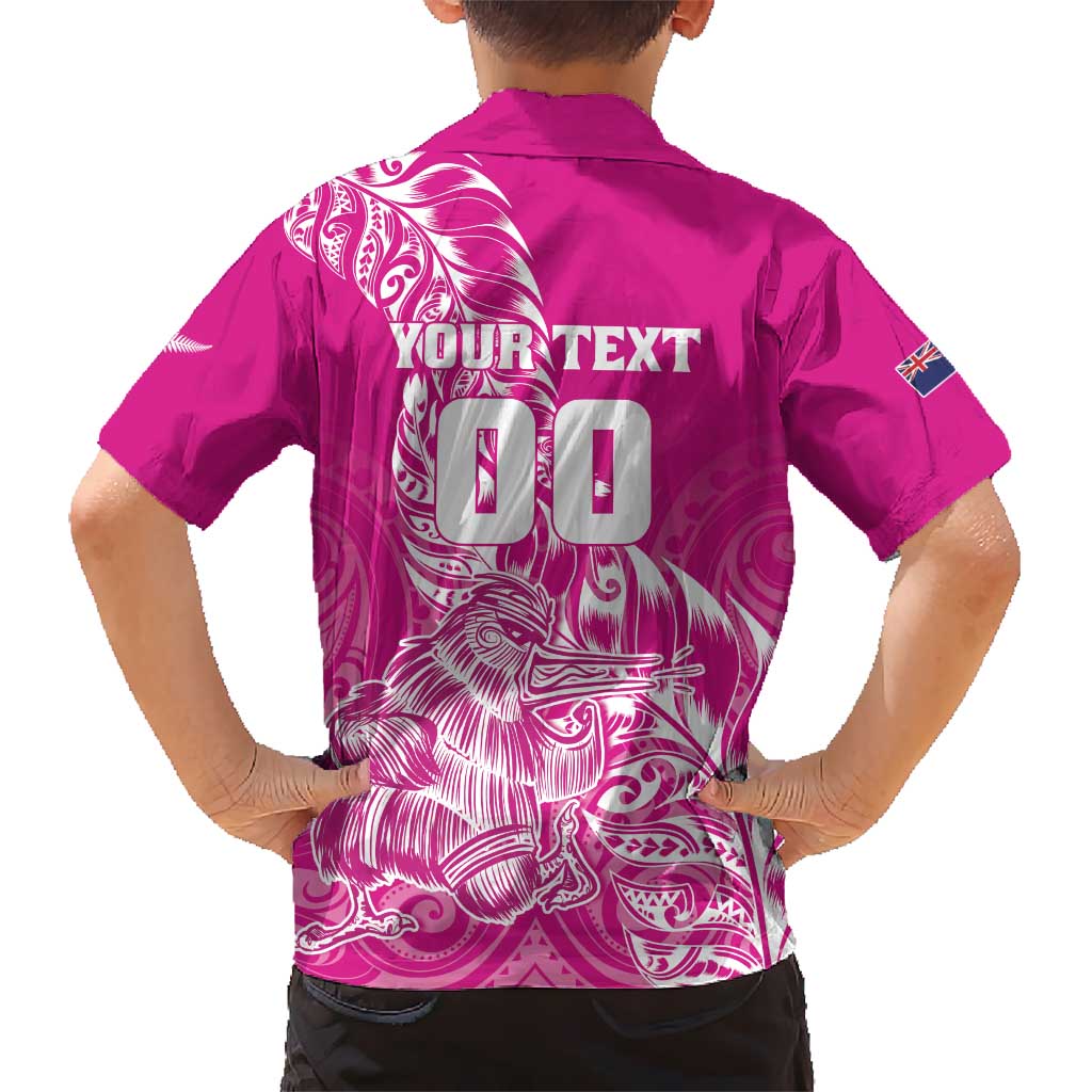 Custom New Zealand Rugby Silver Fern Hawaiian Shirt Aotearoa Kiwi Maori Pink Version - Polynesian Pride
