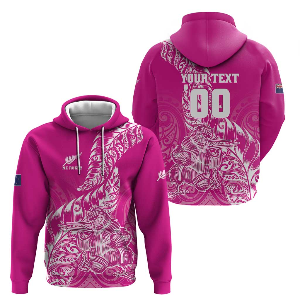 Custom New Zealand Rugby Silver Fern Hoodie Aotearoa Kiwi Maori Pink Version - Polynesian Pride