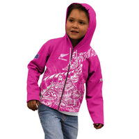 Custom New Zealand Rugby Silver Fern Kid Hoodie Aotearoa Kiwi Maori Pink Version - Polynesian Pride