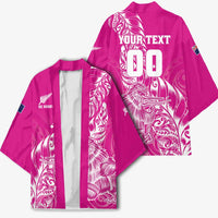 Custom New Zealand Rugby Silver Fern Kimono Aotearoa Kiwi Maori Pink Version - Polynesian Pride