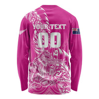 Custom New Zealand Rugby Silver Fern Long Sleeve Shirt Aotearoa Kiwi Maori Pink Version - Polynesian Pride