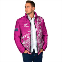 Custom New Zealand Rugby Silver Fern Padded Jacket Aotearoa Kiwi Maori Pink Version - Polynesian Pride