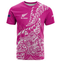 Custom New Zealand Rugby Silver Fern T Shirt Aotearoa Kiwi Maori Pink Version - Polynesian Pride