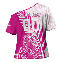 Custom New Zealand Rugby Silver Fern Cross Shoulder Shirt Aotearoa Maori Pink Version - Polynesian Pride