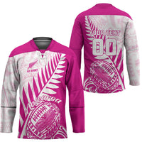 Custom New Zealand Rugby Silver Fern Hockey Jersey Aotearoa Maori Pink Version - Polynesian Pride