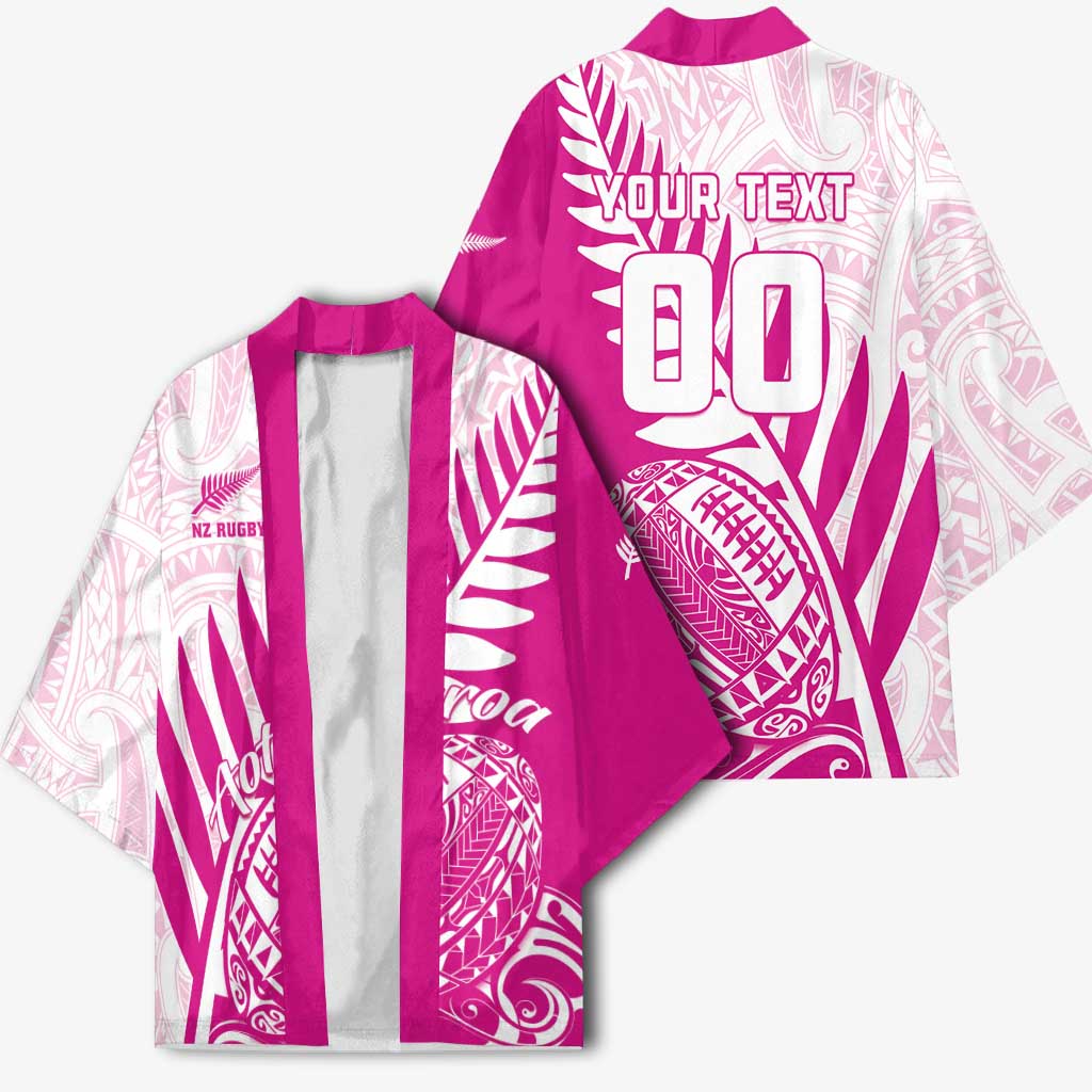 Custom New Zealand Rugby Silver Fern Kimono Aotearoa Maori Pink Version - Polynesian Pride