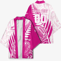 Custom New Zealand Rugby Silver Fern Kimono Aotearoa Maori Pink Version - Polynesian Pride