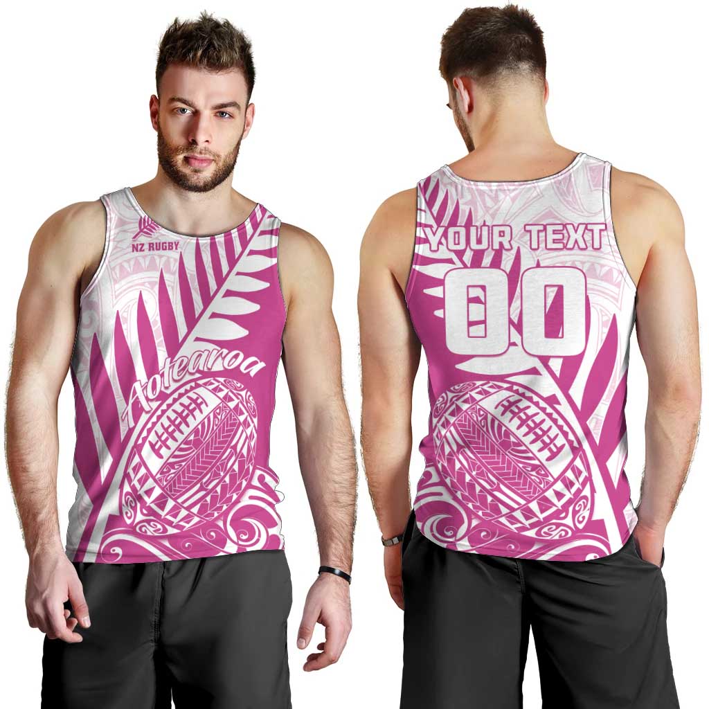 Custom New Zealand Rugby Silver Fern Men Tank Top Aotearoa Maori Pink Version - Polynesian Pride