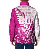 Custom New Zealand Rugby Silver Fern Padded Jacket Aotearoa Maori Pink Version - Polynesian Pride