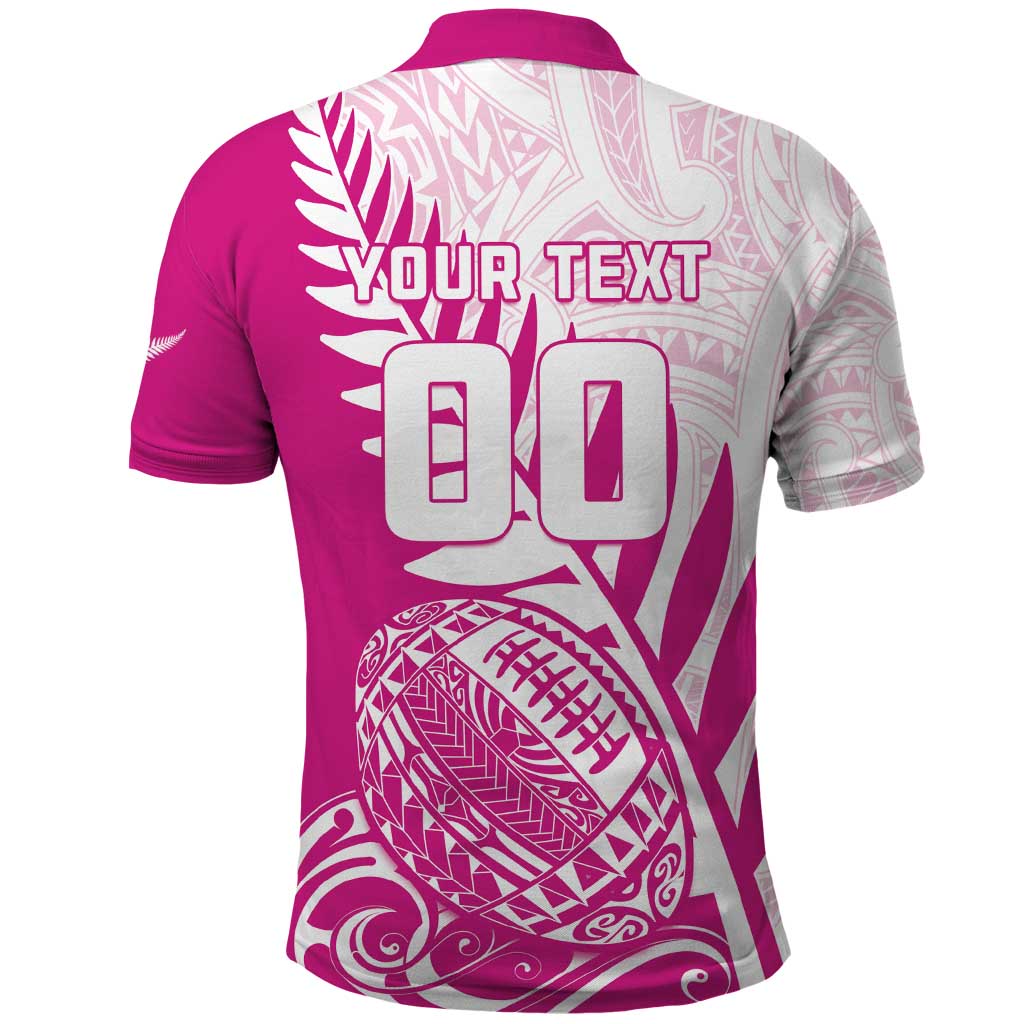 Custom New Zealand Rugby Silver Fern Polo Shirt Aotearoa Maori Pink Version - Polynesian Pride