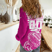 Custom New Zealand Rugby Silver Fern Women Casual Shirt Aotearoa Maori Pink Version - Polynesian Pride