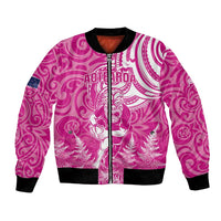 New Zealand Silver Fern Rugby All Pink Bomber Jacket Maori Tiki Player With Ta Moko Tribal - Polynesian Pride
