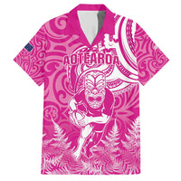 New Zealand Silver Fern Rugby All Pink Hawaiian Shirt Maori Tiki Player With Ta Moko Tribal - Polynesian Pride