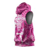 New Zealand Silver Fern Rugby All Pink Sleeveless Hoodie Maori Tiki Player With Ta Moko Tribal - Polynesian Pride