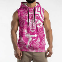 New Zealand Silver Fern Rugby All Pink Sleeveless Hoodie Maori Tiki Player With Ta Moko Tribal - Polynesian Pride