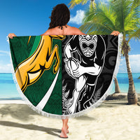 New Zealand and South Africa Rugby Beach Blanket Silver Fern Protea Pattern World Cup 2023 LT01 - Wonder Print Shop