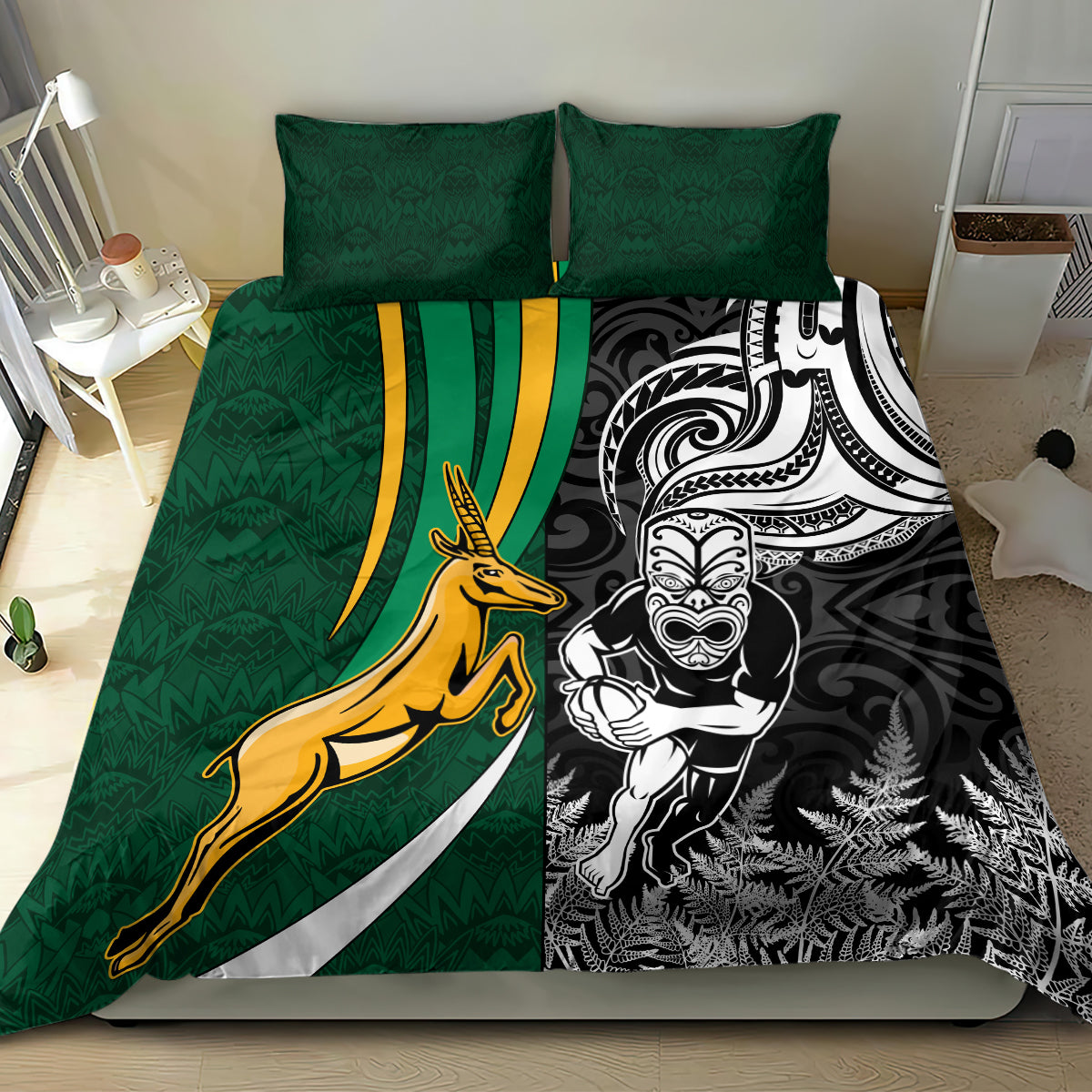 New Zealand and South Africa Rugby Bedding Set Silver Fern Protea Pattern World Cup 2023 LT01 - Polynesian Pride