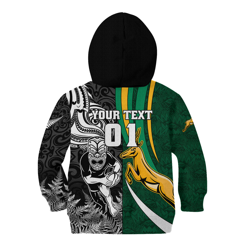 Custom New Zealand and South Africa Rugby Kid Hoodie Silver Fern Protea Pattern World Cup 2023 LT01 - Polynesian Pride