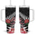 New Zealand and England Rugby Tumbler With Handle Silver Fern With Red Rose