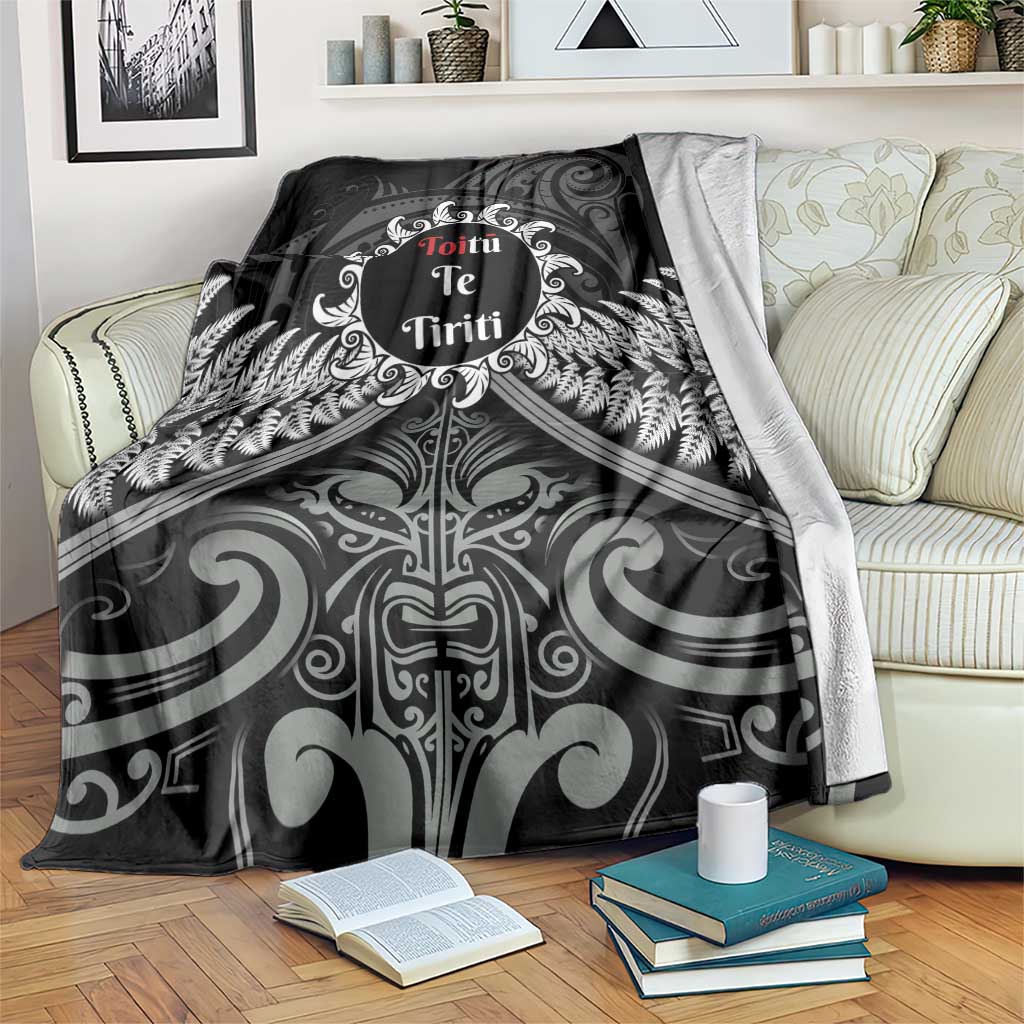 Toitu Te Tiriti Aotearoa Silver Fern Blanket New Zealand Maori Pattern