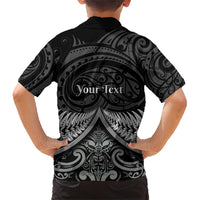 Personalised Toitu Te Tiriti Aotearoa Silver Fern Family Matching Short Sleeve Bodycon Dress and Hawaiian Shirt New Zealand Maori Pattern LT01 - Polynesian Pride