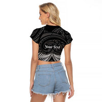 Personalised Toitu Te Tiriti Aotearoa Silver Fern Raglan Cropped T Shirt New Zealand Maori Pattern
