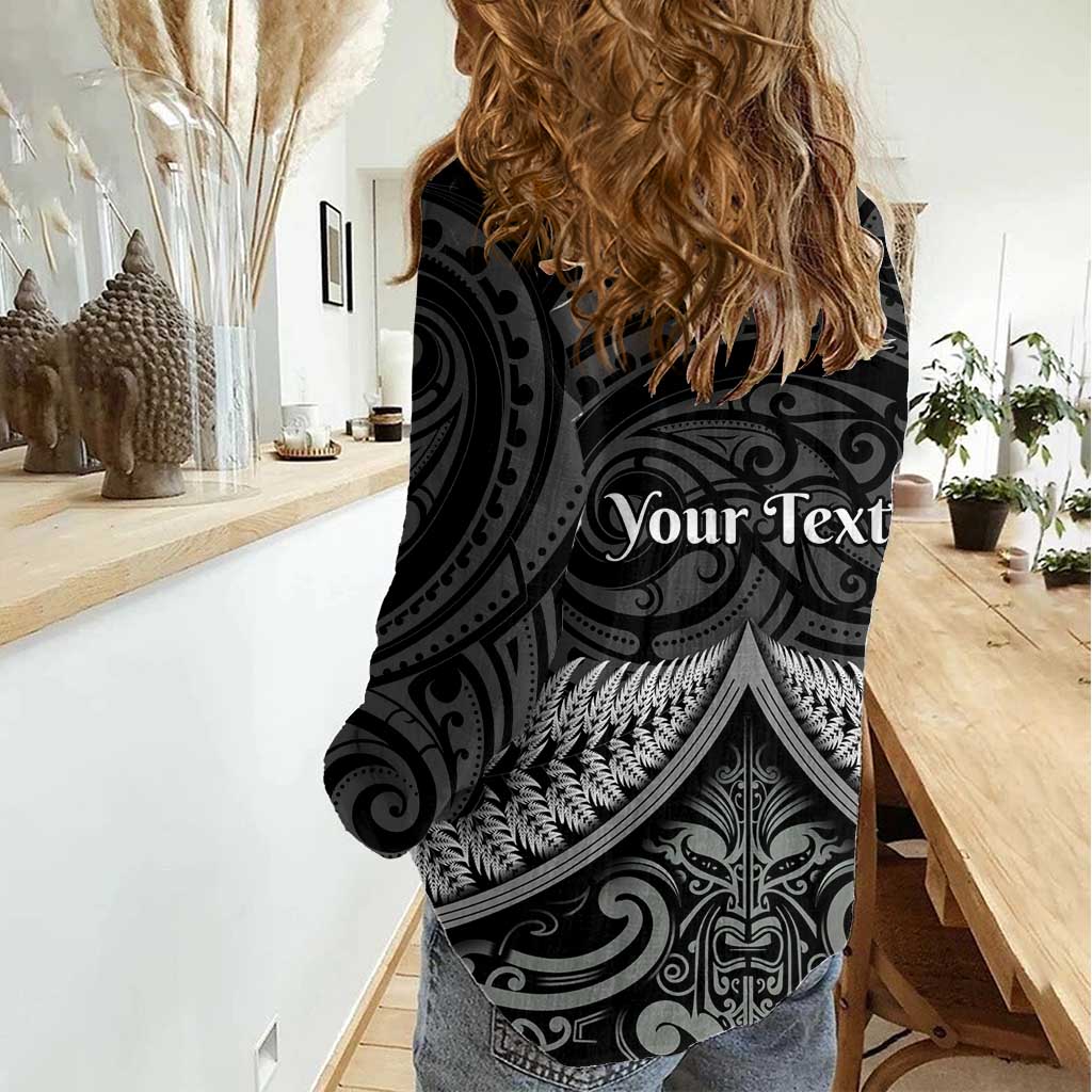 Personalised Toitu Te Tiriti Aotearoa Silver Fern Women Casual Shirt New Zealand Maori Pattern
