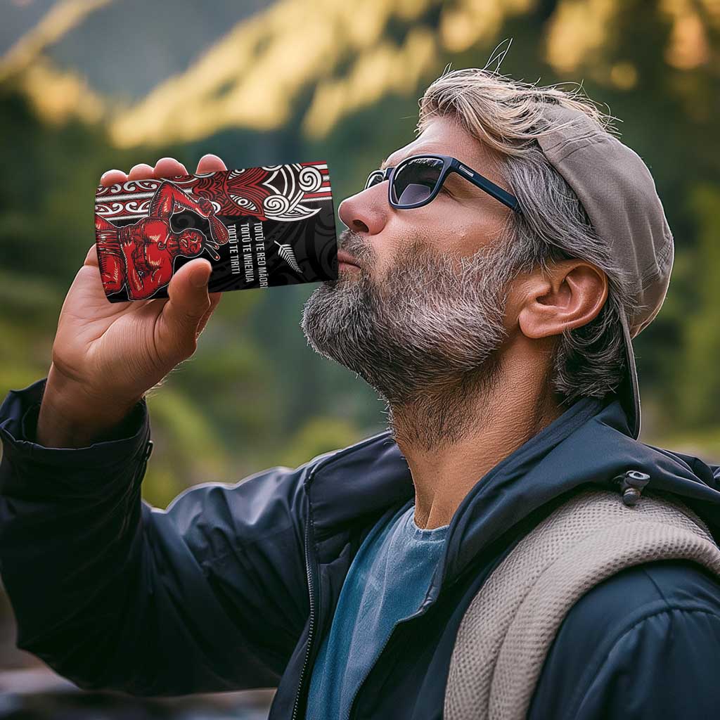 Toitu Te Reo Maori Toitu Te Whenua Toitu Te Tiriti 4 in 1 Can Cooler Tumbler Maori Warrior