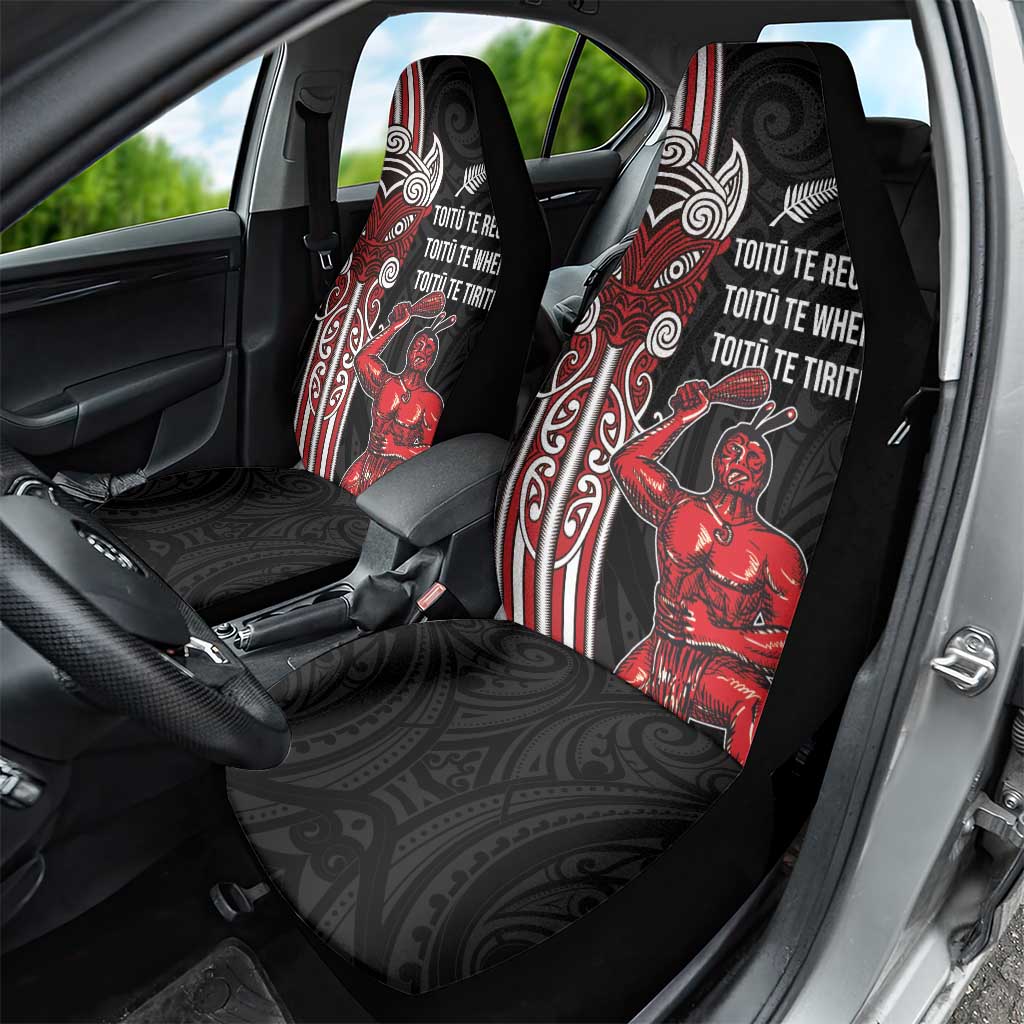 Toitu Te Reo Maori Toitu Te Whenua Toitu Te Tiriti Car Seat Cover Maori Warrior New Zealand