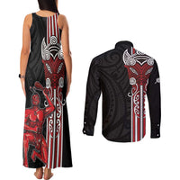 Toitu Te Reo Maori Toitu Te Whenua Toitu Te Tiriti Couples Matching Tank Maxi Dress and Long Sleeve Button Shirt Maori Warrior New Zealand