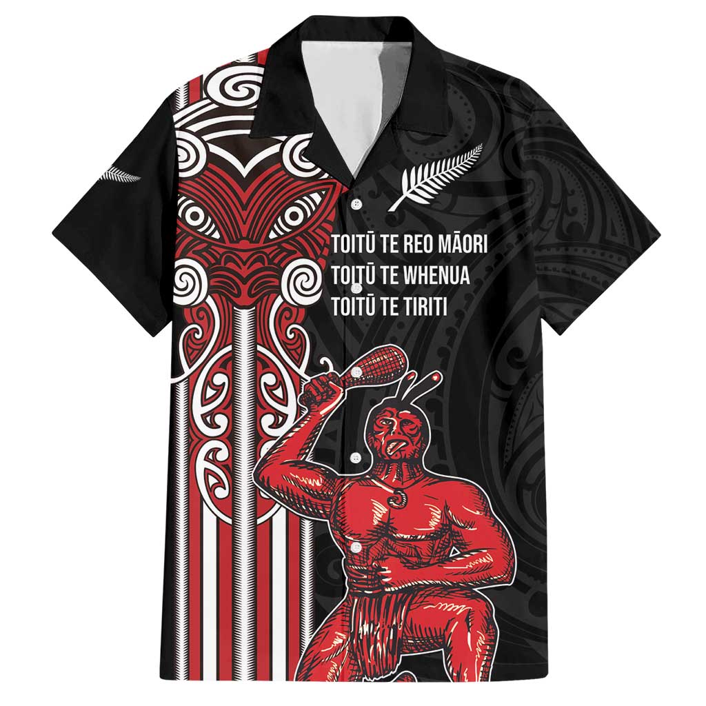 Toitu Te Reo Maori Toitu Te Whenua Toitu Te Tiriti Family Matching Short Sleeve Bodycon Dress and Hawaiian Shirt Maori Warrior New Zealand