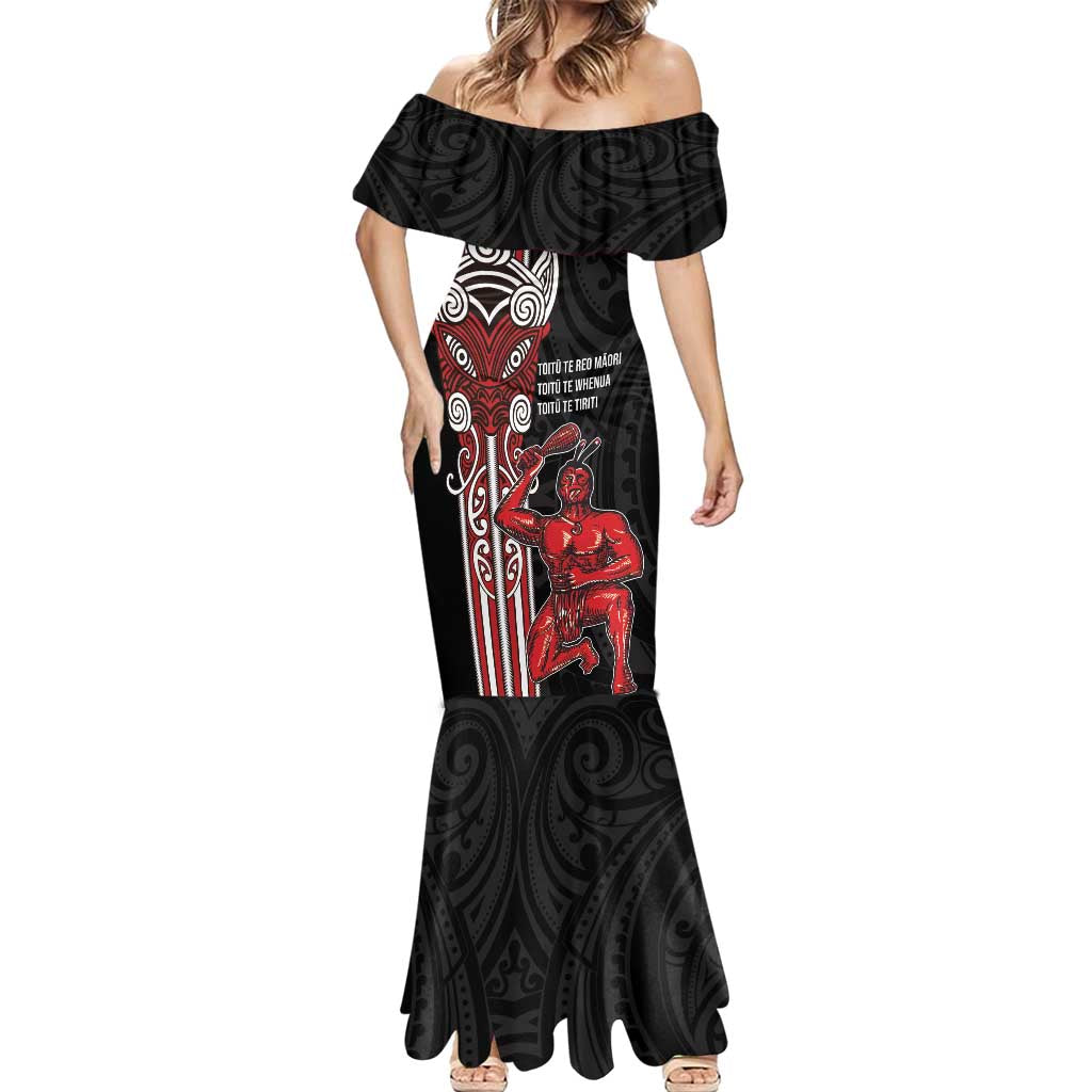 Toitu Te Reo Maori Toitu Te Whenua Toitu Te Tiriti Mermaid Dress Maori Warrior New Zealand LT01 - Polynesian Pride