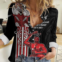 Toitu Te Reo Maori Toitu Te Whenua Toitu Te Tiriti Women Casual Shirt Maori Warrior New Zealand