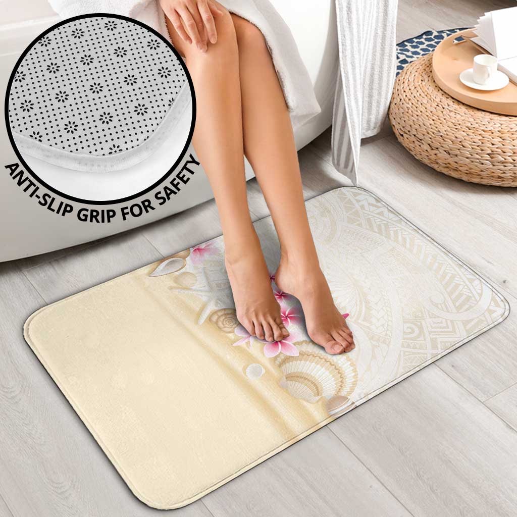 Beige Frangipani Sea Shell Bathroom Set Starfish Polynesian Pattern - Polynesian Pride