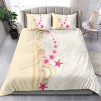 Beige Frangipani Sea Shell Bedding Set Starfish Polynesian Pattern - Polynesian Pride