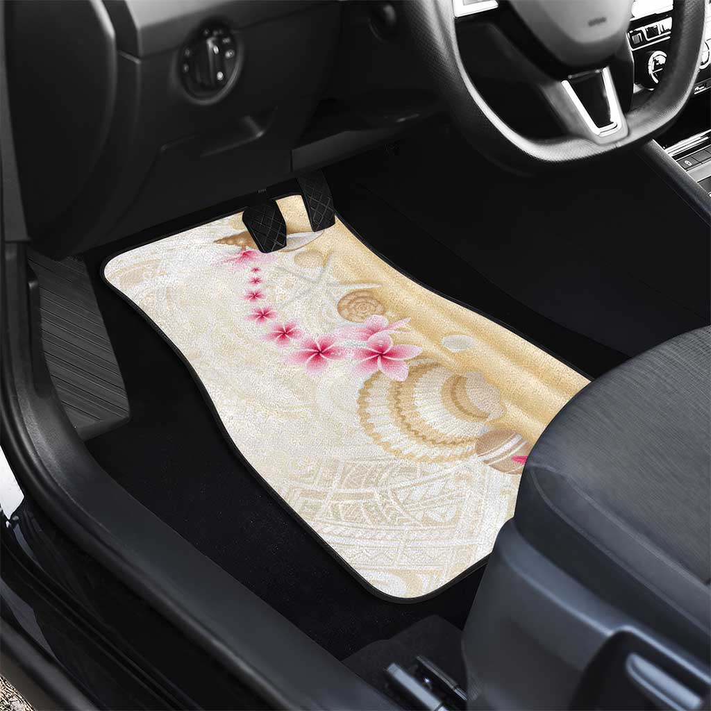 Beige Frangipani Sea Shell Car Mats Starfish Polynesian Pattern - Polynesian Pride
