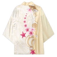 Beige Frangipani Sea Shell Kimono Starfish Polynesian Pattern - Polynesian Pride