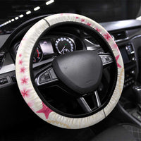 Beige Frangipani Sea Shell Steering Wheel Cover Starfish Polynesian Pattern - Polynesian Pride