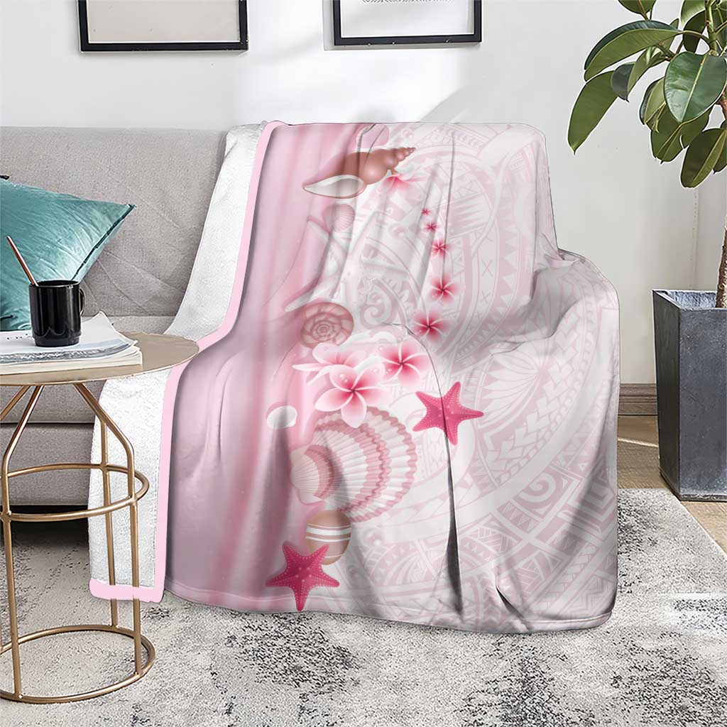 Pink Plumeria Sea Shell Blanket Starfish Polynesian Pattern - Polynesian Pride