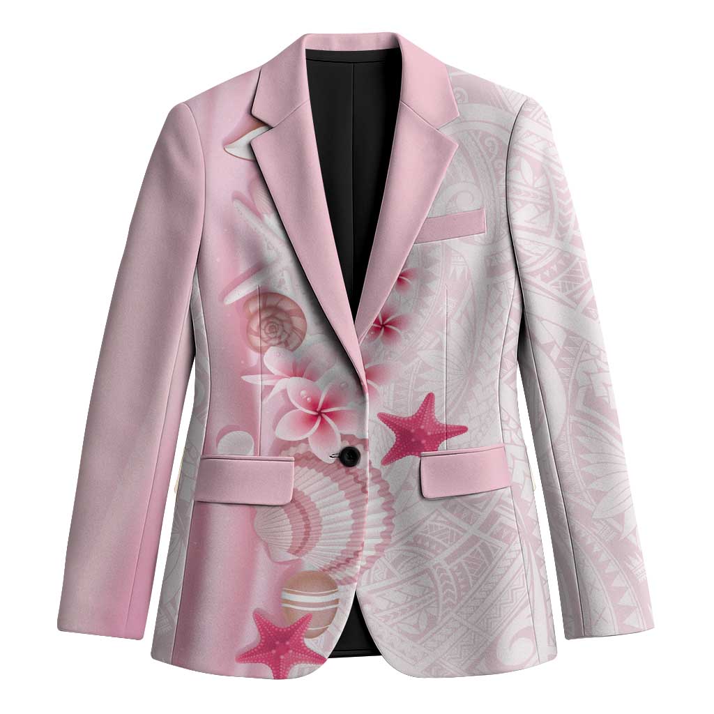 Pink Plumeria Sea Shell Blazer Starfish Polynesian Pattern - Polynesian Pride