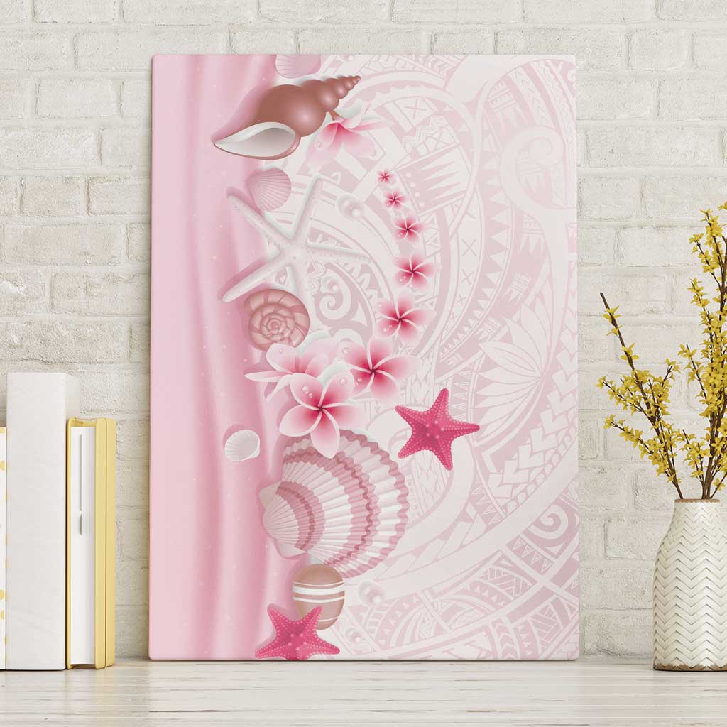 Pink Plumeria Sea Shell Canvas Wall Art Starfish Polynesian Pattern - Polynesian Pride