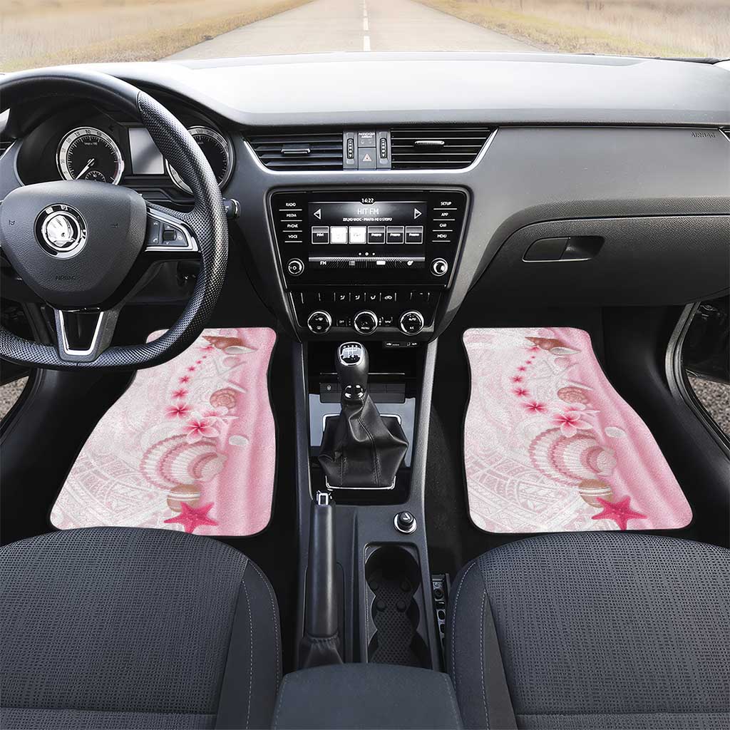Pink Plumeria Sea Shell Car Mats Starfish Polynesian Pattern - Polynesian Pride