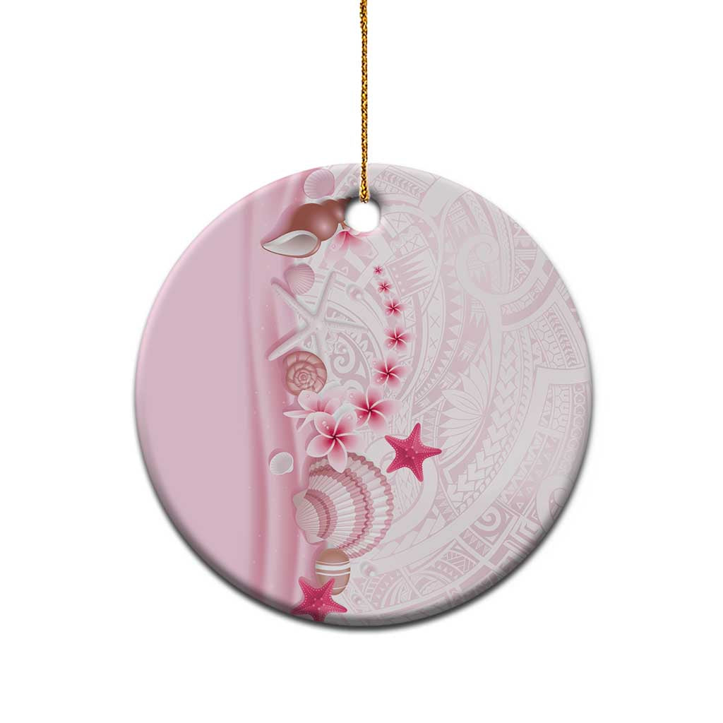 Pink Plumeria Sea Shell Ceramic Ornament Starfish Polynesian Pattern - Polynesian Pride
