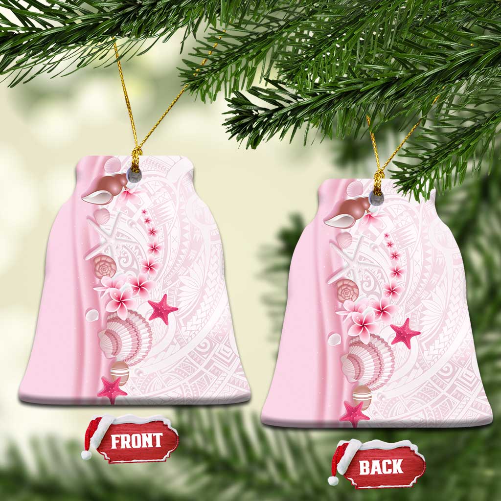 Pink Plumeria Sea Shell Ceramic Ornament Starfish Polynesian Pattern - Polynesian Pride