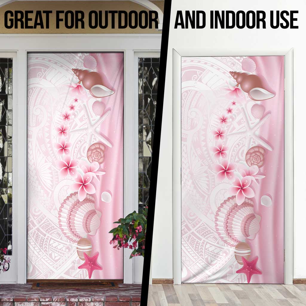 Pink Plumeria Sea Shell Door Cover Starfish Polynesian Pattern - Polynesian Pride