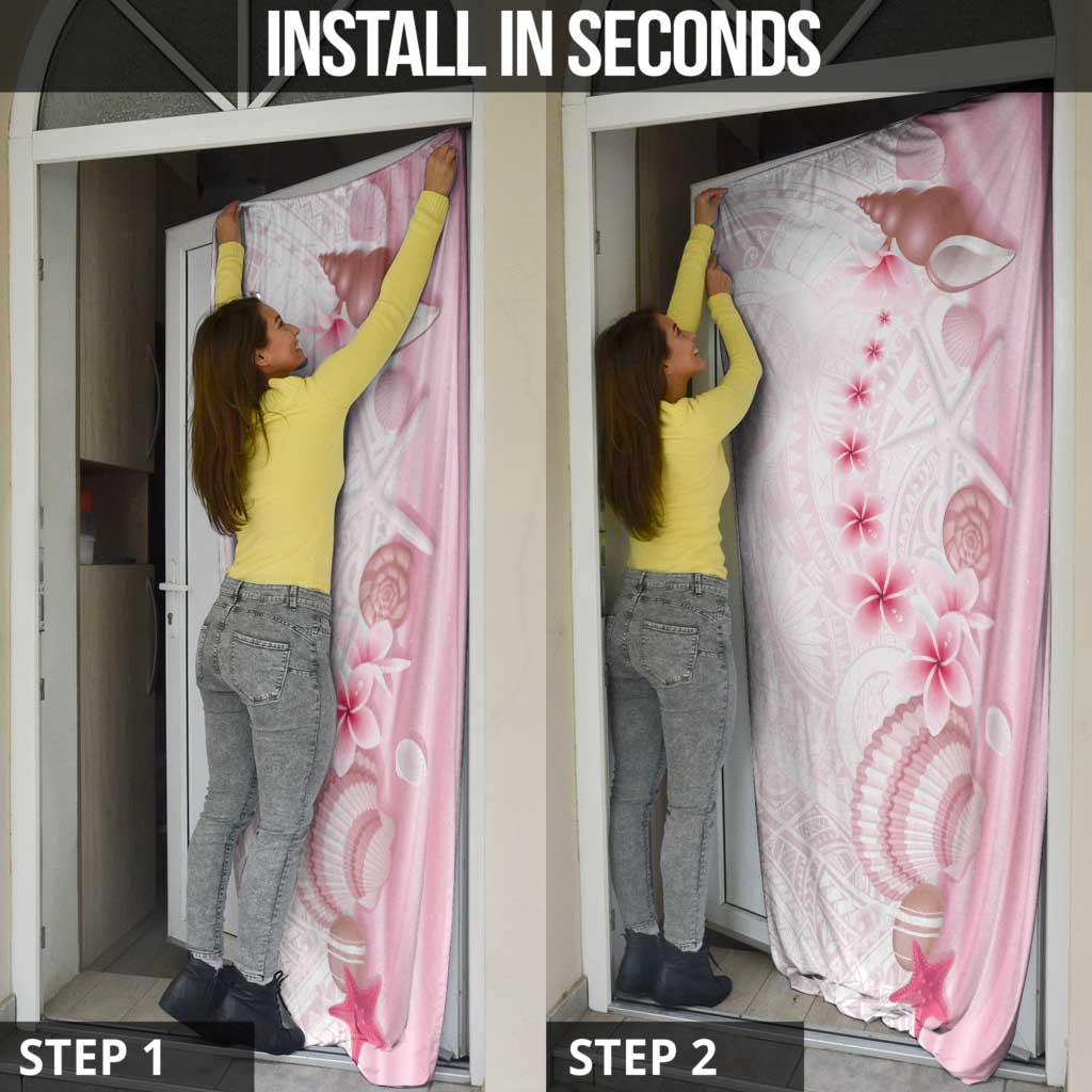 Pink Plumeria Sea Shell Door Cover Starfish Polynesian Pattern - Polynesian Pride