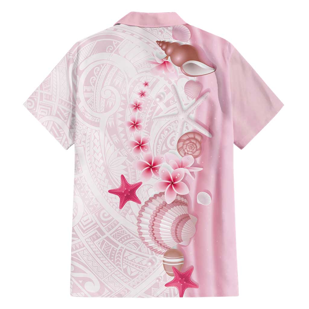 Pink Plumeria Sea Shell Hawaiian Shirt Starfish Polynesian Pattern - Polynesian Pride